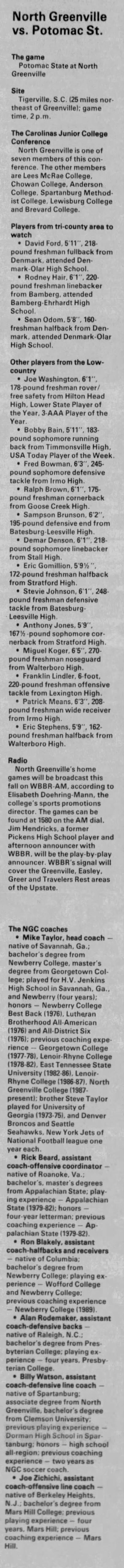 1989 Sept 02 NGJC Football Overview